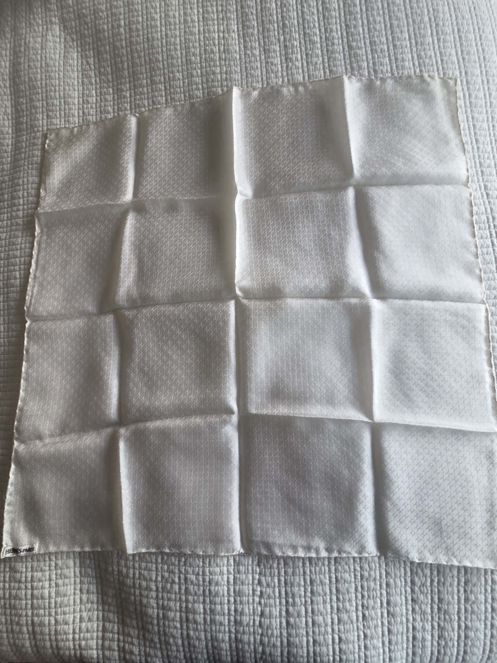 Hermes Silk White Pocket Square